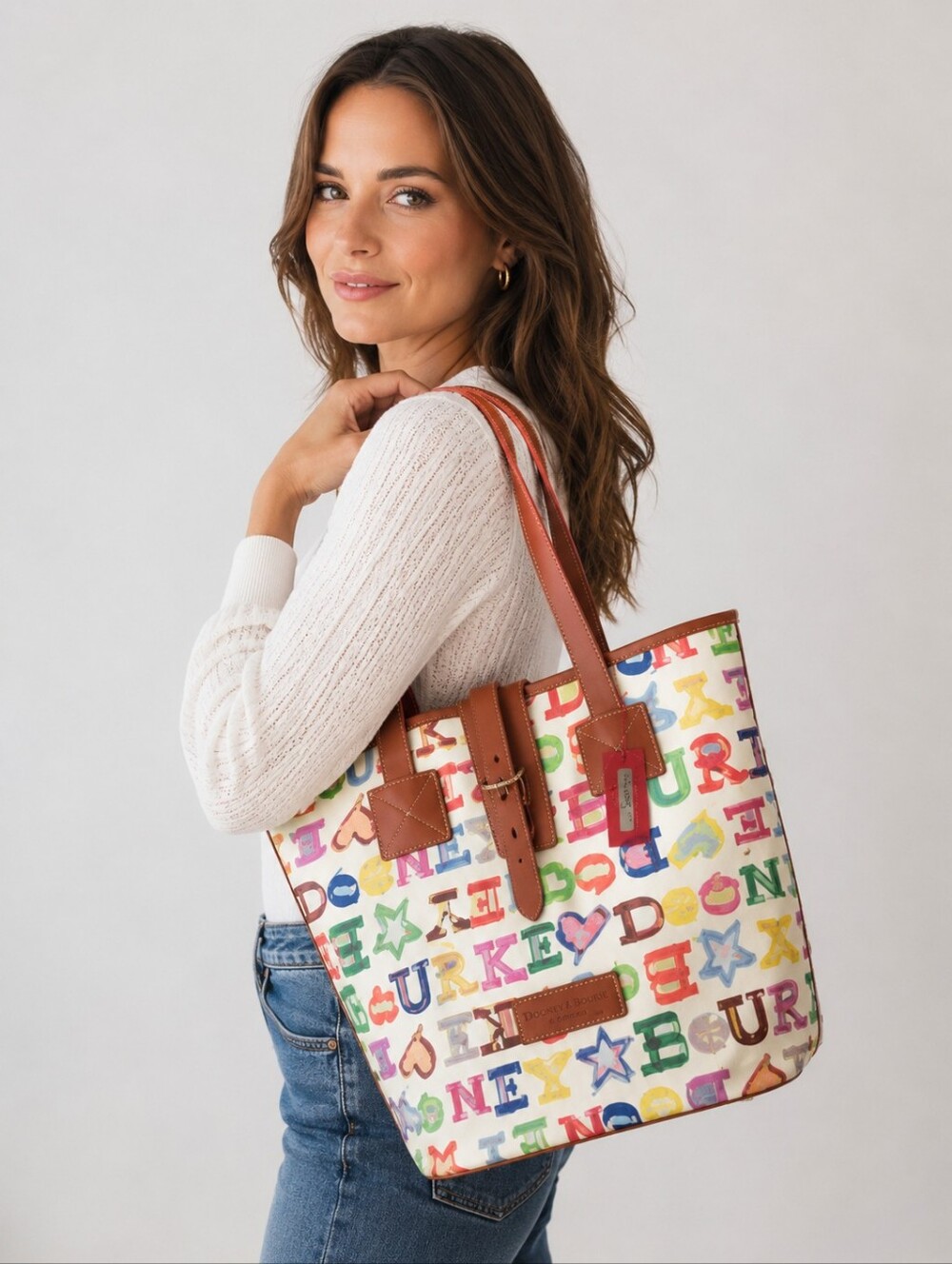 Dooney and Bourke White "It" Doodle Rainbow Bucket- *Rare* Collector's Bag - NWT